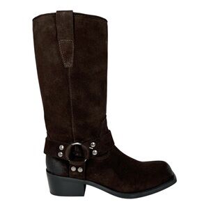 Steve Madden Women's Ruskin Engineer Boots Pull On Brown Suede Size 6.5M